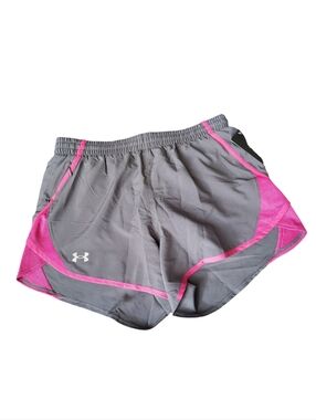 Under Armour Fly By 3" Gray/Pink Athletic Shorts--Inner Lining & Zip Pocket